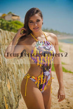 Most Popular Hawaiian Beach Lovely wavy edge Swimsuit Women One Pieces black Neck hanging bandage Swimsuit Swimwear N134 CF