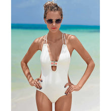 Most Popular Hawaiian Beach Lovely wavy edge Swimsuit Women One Pieces black Neck hanging bandage Swimsuit Swimwear N134 CF