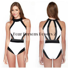 Most Popular Hawaiian Beach Lovely wavy edge Swimsuit Women One Pieces black Neck hanging bandage Swimsuit Swimwear N134 CF