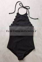 Most Popular Hawaiian Beach Lovely wavy edge Swimsuit Women One Pieces black Neck hanging bandage Swimsuit Swimwear N134 CF