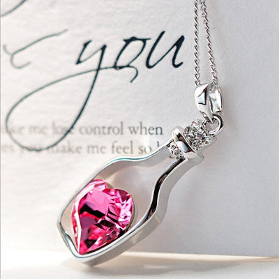 Necklace Women Crystal Necklace Love Drift Bottles Choker Statement Vintage Pendants Necklace Collier CF