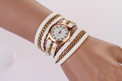 Braided winding Rivet Bracelet Watches relogio feminino Leathe Women's Analog Quartz Wrist Watch Mujer Montre CF
