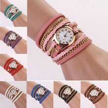 Braided winding Rivet Bracelet Watches relogio feminino Leathe Women's Analog Quartz Wrist Watch Mujer Montre CF
