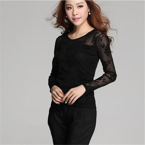 New Arrival Chiffon Blouse Plus Size Women Tops Casual Full Sleeve O-neck M-2XL Spring Rose Print Shirt 70672 SM6