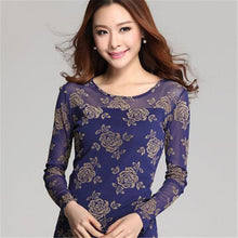 New Arrival Chiffon Blouse Plus Size Women Tops Casual Full Sleeve O-neck M-2XL Spring Rose Print Shirt 70672 SM6