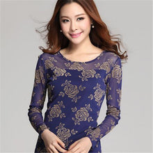 New Arrival Chiffon Blouse Plus Size Women Tops Casual Full Sleeve O-neck M-2XL Spring Rose Print Shirt 70672 SM6