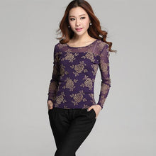 New Arrival Chiffon Blouse Plus Size Women Tops Casual Full Sleeve O-neck M-2XL Spring Rose Print Shirt 70672 SM6