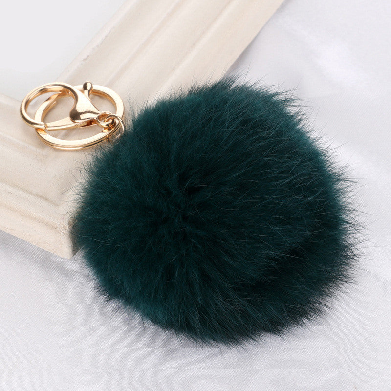 Cute Rabbit fur ball keychain Car key ring Bag Pendant fur pom fluffy key chains CF