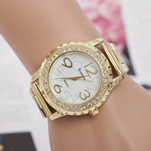 Gold Watch Women's Men's Watch Crystal Rhinestone Alloy Steel Analog Quartz Wrist Watch Casual Relogio CF