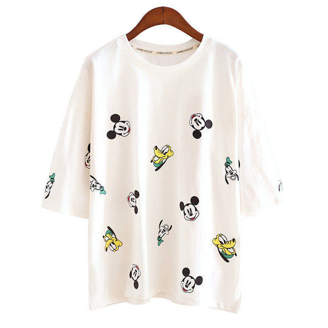 New Arrival Short Sleeve Fashion T-shirts Large Size Female Character T shirts Cartoon Print Top Women t shirt 71110 SM6