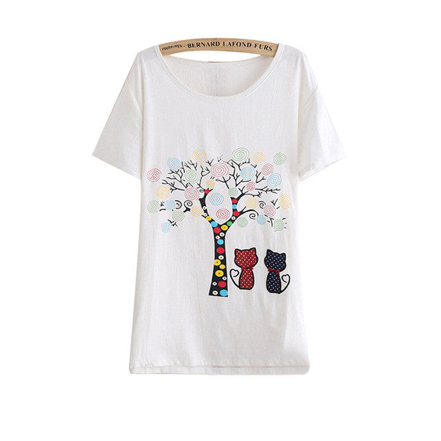 New Arrival Short Sleeve T-shirts Large Size Female Print T shirts Top Women t shirt 71105 SM6