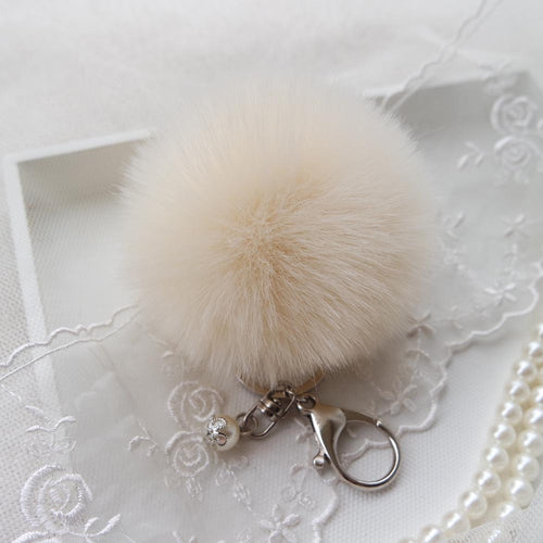 ArriveFaux Rabbit Fur Ball Keychain for Bag Plush Car Key Ring Cars Charm Keys Chain Pendant CF