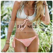 New Bandage Bikini Set Tassel Swimwear Swimsuit Retro Push Up Biquini Lace Swimwear Bikinis HF015 CF