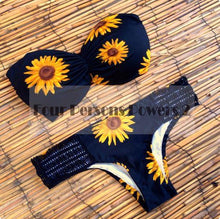 New Beach Women Sexy Brazilian black Sun flower printing lovely bikini Suit Push Up Bikini Swimsuit Biquini N121 CF