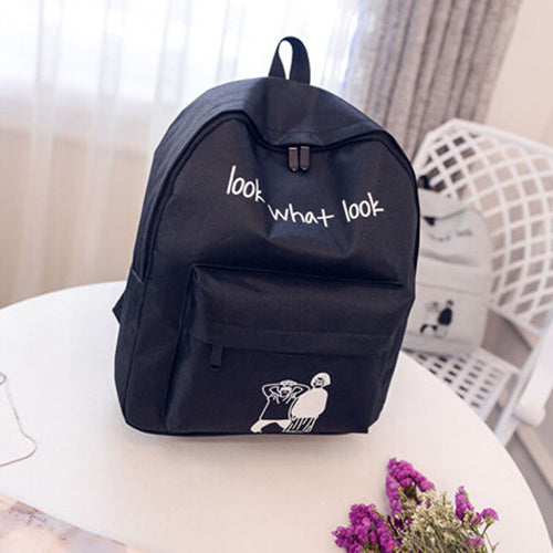 Girl Boy Canvas Casual School Bag Travel Backpack Satchel Printing Rucksack for Women CF