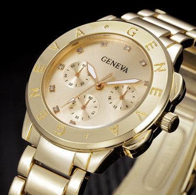 Gold Watch Luxury Geneva Crystal Bracelet Wrist Watches Women Dress Watch Quartz Clock Ladies Hour CF