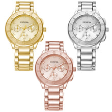 Gold Watch Luxury Geneva Crystal Bracelet Wrist Watches Women Dress Watch Quartz Clock Ladies Hour CF