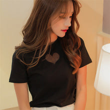 New Brand Women T shirts Heart Hollow out t-shirt Women Top Short Sleeve Female Plus Size 71990 SM6
