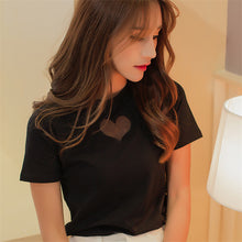 New Brand Women T shirts Heart Hollow out t-shirt Women Top Short Sleeve Female Plus Size 71990 SM6