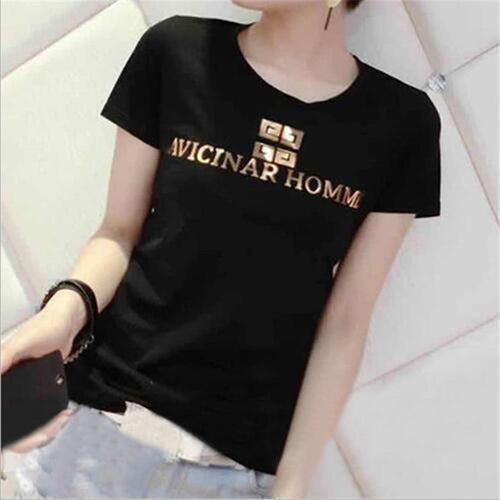 New Brand Women clothing T shirts Letter Print t-shirt Women Top Short Sleeve Female Plus Size tops 71078 SM6