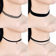 11 Pieces Women Choker Necklace Set Stretch Black Velvet Classic Gothic Tattoo Lace Chokers Jewelry CF