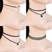11 Pieces Women Choker Necklace Set Stretch Black Velvet Classic Gothic Tattoo Lace Chokers Jewelry CF