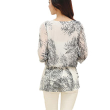 New Fashion 3/4 Sleeve T-shirts Plus Size Female Print Long T shirts Top O-neck Women Chiffon t shirt 71142 SM6