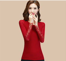 New Fashion Autumn Hot  Shirt Women Blouse O-neck Full Tee Shirt Chiffon Lace Casual Blouses Plus Size Blusas 71516 SM6