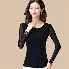 New Fashion Autumn Hot  Shirt Women Blouse O-neck Full Tee Shirt Chiffon Lace Casual Blouses Plus Size Blusas 71516 SM6