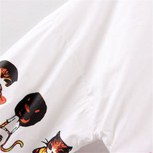 New Fashion Cartoon Print Shirts Women Button Half Sleeve Turn-down Collar Blouse Female Loose Casual Shirt Tops 31822 SM6