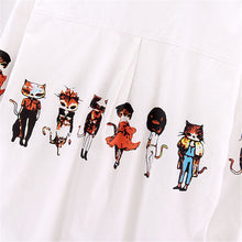 New Fashion Cartoon Print Shirts Women Button Half Sleeve Turn-down Collar Blouse Female Loose Casual Shirt Tops 31822 SM6