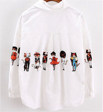 New Fashion Cartoon Print Shirts Women Button Half Sleeve Turn-down Collar Blouse Female Loose Casual Shirt Tops 31822 SM6