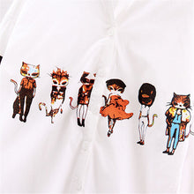New Fashion Cartoon Print Shirts Women Button Half Sleeve Turn-down Collar Blouse Female Loose Casual Shirt Tops 31822 SM6