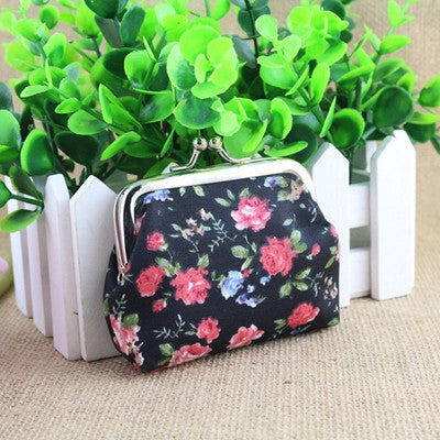Coin Purse Women Lady Retro Vintage Flower Print Small Wallet Hasp Purses Clutch Bag CF
