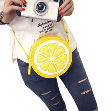 Crossbody Bag Personality Round Lemon Pattern PU Leather Shoulder Bags Bolsos Femenina CF