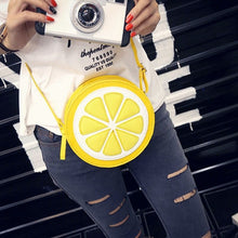 Crossbody Bag Personality Round Lemon Pattern PU Leather Shoulder Bags Bolsos Femenina CF