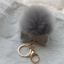 Faux Rabbit Fur Ball Keychain for Bags Gift for girl Plush Car Key Ring Car Key Pendant CF