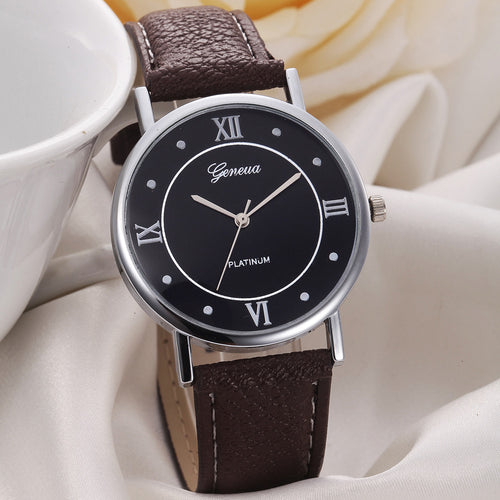 Geneva Watch Women Dress Watches Luxury Analog Quartz Clock Women Men Rhinestone Hour Relojes CF