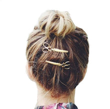 Girls Crystal Hair Clips Hair Pins Unique Scissors Design Headwear Accessories Hair Clips Gold Silver CF