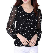New Fashion Long Sleeve Plus Size T-shirts Female T shirt Polka Dot Print Tops Women Clothing 70834 SM6