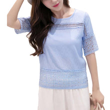 New Fashion Short Sleeve Plus Size T-shirts Female T shirts S-2XL Lace Tops Women Clothing 71060 SM6