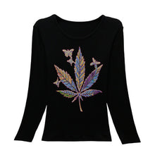 New Fashion Women Full Sleeve Female Diamond tops Bling clothing XL-4XL T shirts Floral Print t-shirt Women Top 72107 SM6