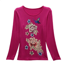 New Fashion Women Full Sleeve Female Diamond tops Bling clothing XL-4XL T shirts Floral Print t-shirt Women Top 72107 SM6