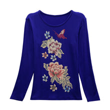 New Fashion Women Full Sleeve Female Diamond tops Bling clothing XL-4XL T shirts Floral Print t-shirt Women Top 72107 SM6
