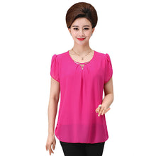 New Fashion Women T shirts Chiffon T-shirt Women O-neck Top Short Sleeve XL-4XL Female Plus Size tops 70915 SM6