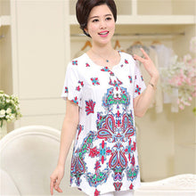 New Fashion Women T shirts Floral Print T-shirt Women O-neck Top Short Sleeve XL-4XL Female Plus Size tops 70914 SM6