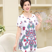 New Fashion Women T shirts Floral Print T-shirt Women O-neck Top Short Sleeve XL-4XL Female Plus Size tops 70914 SM6