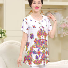 New Fashion Women T shirts Floral Print T-shirt Women O-neck Top Short Sleeve XL-4XL Female Plus Size tops 70914 SM6
