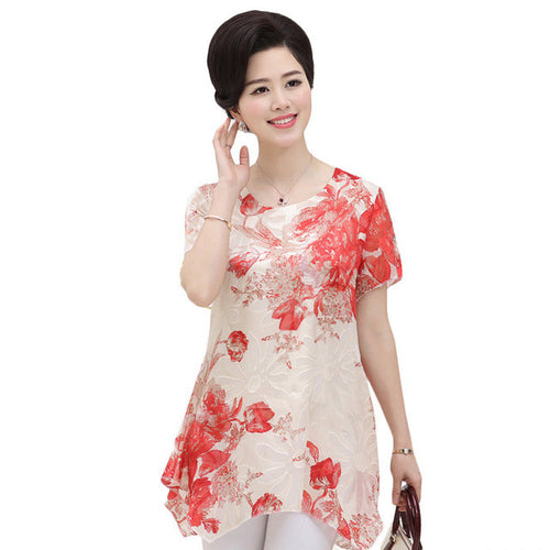 New Fashion Women T shirts Print T-shirt Women O-neck Top Short Sleeve XL-4XL Female Plus Size tops 70916 SM6