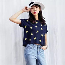 New Fashion Women clothing Short T shirts Pineapple Print t-shirt Women Top Short Sleeve Female Fruit tops 71678 SM6